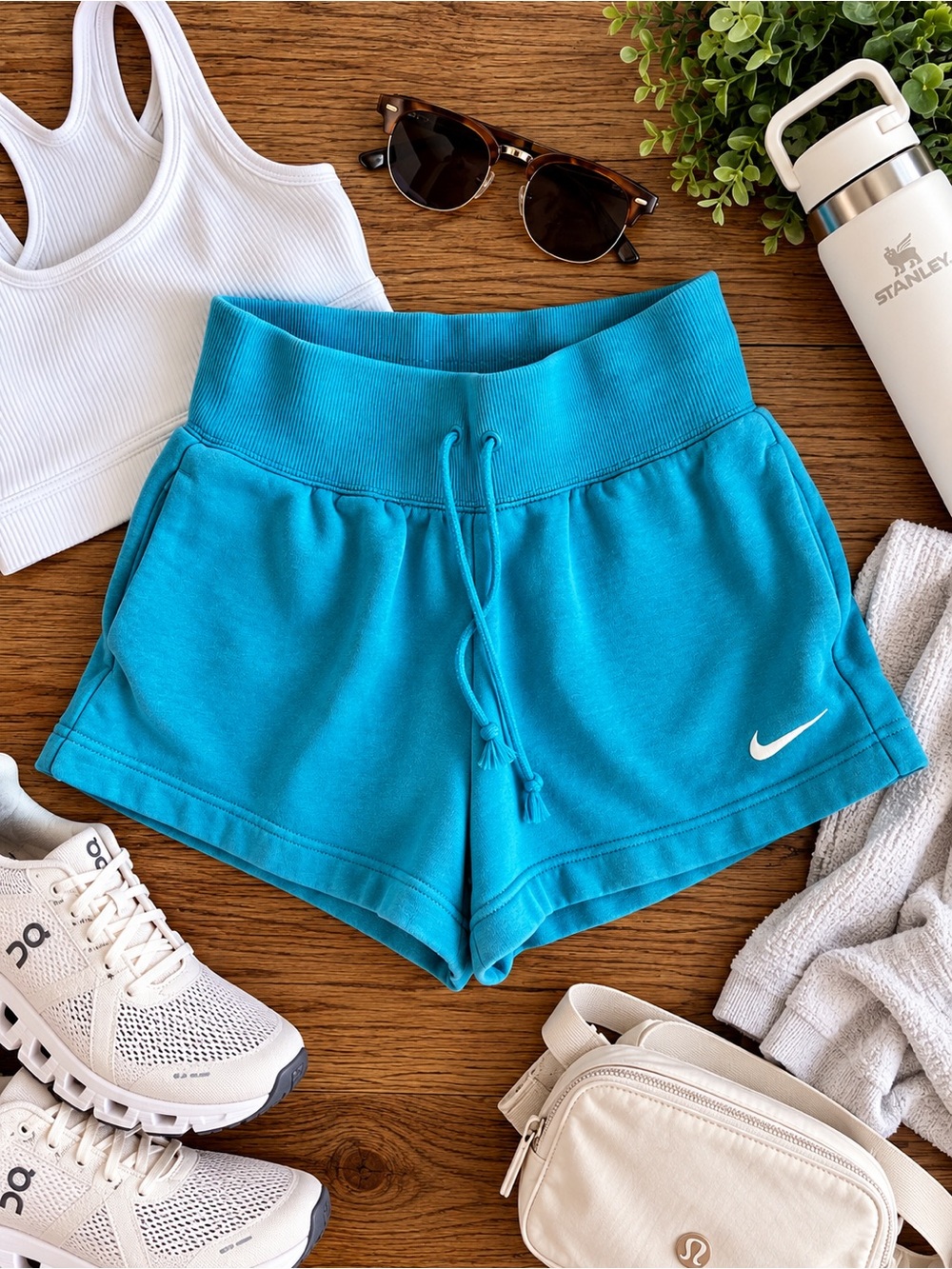 Nike Bright Teal Athletic Drawstring sweat Shorts